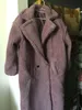 Vinter röd Rosa Teddy Coat Kvinnor Faux Fur Vintage Tjock Varm Lång Vinter Jacka Lady Lambswool Outwear 210928