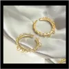 Hoop & Hie Jewelry Drop Delivery 2021 Fashionable Micro-Set Zircon Black Multi-Ring Round Earrings Ear Bone Clip 01Kl# Isfvp