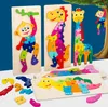 Giocattoli educativi per l'apprendimento dei bambini 20 Stili Animali in legno 3D Dinosauro Puzzle Numero colorato Impara per bambini Ragazzo e ragazza 30x12cm Grandi dimensioni