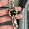 2021 Wysokiej jakości moda 28 mm data Women Watch Rose Gold Bransoletka ze stali nierdzewnej Mechaniczne zegarki Automatyczne zegarki Ladies Wris257Q