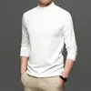 Homens camisetas 2022 outono e inverno de mangas compridas camisetas Meio-alto colar de cor sólida bottoming JKE2421