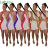 Sexiga Ärmlös Kvinnor Lång Maxi Klänningar Designer Färgstygn Sommar Skinny Sträckt Bodycon Kjol Clubwear Plus Storlek