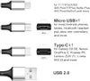 Câbles de charge rapide super longs de 3 m/10 pieds Cordon d'alimentation de chargeur rapide Charge rapide pour iPhone/Android/Type-C/Câble micro USB avec synchronisation des données Connecteurs de port USB