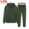 2 Adet Suits Hoodies Jogger Erkekler Kış Sportwear Setleri Kapüşonlu Ceketler Pantolon Hip Hop Spor Eşofman Erkek Giyim Büyük Boyutları 210806