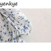 Summer Women Vintage Patchwork Floral Print Dress Sexy V Neck Krótki rękaw Drapowane Bodycon Szyfonowa Sukienka Mini Vestidos 210515