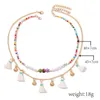 2 pièces/ensemble perles de verre multicolores pour femmes perle blanche à la main colliers de perles colliers dames chaîne en or gland pendentif collier