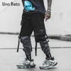 Una retra homem calças moda stitchwear costurando cor corredores hip hop homens longos Cintura elástica carga 210715