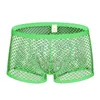 Cuecas masculinas fishnet ver através de boxers roupa interior oca respirável shorts transparentes masculino gay211s