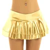 iiniim Women Ladies Skirts Metallic Pleated Leather Micro Mini Skirt Sexy Low Rise Rave Festivals Party Short A Line Miniskirt 210708