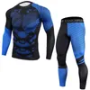 Running Sets Mäns Tracksuit Compression Sportkläder 2 stycken Gym Training Clothing Workout Jogging Sports Set Rashguard Mens Baselayer