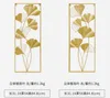 Home Decoration Artist Metal Leaf Golden Iron Ginkgo Leaves Wall Hanging Mural Porch Hotel Cafe Bedroom Living Room Backgrond Decor