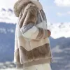 Зимние женские куртки теплые плюшевые повседневные свободные пальто с капюшоном смешанные цвет лоскутное снаряжение из искусственных меховых молнии леди Parka 210922