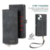 2021 New Retro Leather Wallet Cell Phone Cases For Iphone 13 XR XS 12 11 Pro Max 6 7 8 Plus Multi Card Slots Magnetic Detachable 2 In 1 Flip Stand Cover With Hand Strap