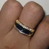 Bague en saphir de diamant réel Femmes 18k Bague ou Jaune Bizuteria pour Anillos Hommes Gemstone Anel Bijoux Anneaux Or