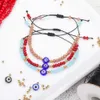 Pulseira de olho azul mal trançada feita à mão corrente de contas de cristal de aço inoxidável pulseiras para mulheres meninas