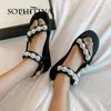 SOPHITINA Platte Zoete String Bead Vrouwen Schoenen Sandalen Zomer Stijlvolle Parel Comfort Casual Ronde Neus Doek Moderne Sandalen FO379 210513