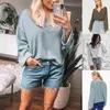 Mulheres Remendo V-pescoço Solto Sweater Inverno Casual Manga Longa Pullvers Middle Beathers Outono Jumpers Branco Azul Army Exército Verde 210507