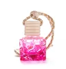 Blanda färg 10ml hängande bil parfymflaskor hänge tillbehör flaska tomt kvadrat glas kosmetisk förpackningsbehållare