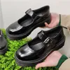 Plataforma de plataforma preta Boca rasa sapatos japoneses Womens All-Match Round Cabeça Retro Colégio Estilo Big Doll Sapatos