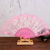 Spanish style rose flower design plastic frame lace silk hand fan Chinese craft folding fans