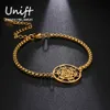 Unift Archangle Angel Seal Bracelet Stainless Steel Solomon Metatron Cube Charms Vintage Party Jewelry Women Men Gold Color Gift G1026