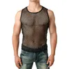 Mens Transparenta Sexy Mesh T-shirt Se genom Fishnet Långärmad Muskel Underskärmar Nattklubb Party Utför Top Tees