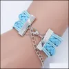 Charm Bracelets Jewelry Children Autism Awareness For Kids Embrace The Amazing Boy Girl Leather Wrap Wristband Inspirational Drop Delivery 2