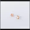 Drop Delivery 2021 Sterling Sier Champagne Gold Zirconia Geometric Stud Earrings For Fashion Women Girls Daughter Jewelry Gift 6Fhsv