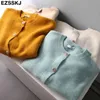 Latarnia Gruba Kaszmir O-Neck Sweter Cardigan Jesień Zima Casual Z Długim Rękawem Dla Kobiet Kobiet Chic Skoczków 210922