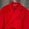 Kvinnors ull blandar avancerad röd tweed-kappa för kvinnor elegant pendling kostym toppkvalitet 3D cut lapel sidoknapp Slim Lady Winter 2022 Bery