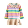 Bébé incarné robe printemps automne vêtements pour enfants enfant en bas âge rayé noeud papillon robes à manches longues pour les filles 2-10 ans 210529