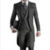 Męskie Garnitury Blazery Formalne Design Custom White / Black / Gray / Burgundii / Blue Tailcoat Men Party Groomsmen na ślub Tuxedos Kurtka + Spodnie + Kamizelka