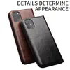 Étuis de téléphone portable à rabat en cuir véritable pour iPhone 11 couverture de téléphone à la main avec fentes pour cartes pour 12 Mini/12 Pro Max