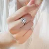 Anéis de cluster esmeralda corte 2ct diamond cz anel 925 esterlina prata promessa de noivado casamento banda para mulheres gemstones festa jóias presente