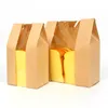 StoBag 50pcs Kraft Paper With Window Bread Packaging Bags Oil-proof Breakfast Breat Supplies Party Food Toast Clear Celebrate 210602