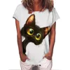 Camiseta con estampado de gato de verano para mujer Tops Casual Camisa de manga corta suelta Tallas grandes Ropa de algodón Camiseta femenina para mujeres 210720