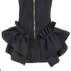 summer fashion women clothes zippers ruffles slim V-neck sleeveless mini length dress female vestido WR14701l 210421