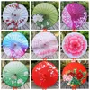 Chinese Traditional Craft Oil Paper Umbrella Wooden Handle Silk Cloth Umbrella Rainproof Dance Cos Umbrella Wedding Decoration LLA10709