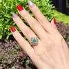 Fashion Green High Carbon Japanese Light Luxury Moissanite Open Female Ring Wedding Feasts Jewelry Women Rings Engagement Gift2242498