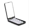 Lady Folding LED-lampor Portable Makeup Spegel Med Lashe Fack 5 Pairs / Set Falska Ögonfransar Förpackning Box Touch Sensor 12 Lights Cosmetic Speglar Väska för smink