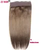 16 "-28" One Piece Set 140g 100% Brazilian Remy Flip Human Hair Extensions Fish Line No Clips Natural Rak