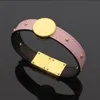 Bijoux de tennis en acier titane de mode marque ronde populaire vieille peau de fleur multi-ongles bracelet noir rouge rose bracelets en cuir de couleur