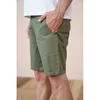 Sommer-Klassiker-Shorts für Herren, wenig elastisch, Basic, solide Qualität, knielang, gewaschene Hose 210712