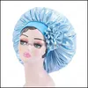 Beanie/Skl Caps Hats & Hats, Scarves Gloves Fashion Aessories Satin Big Flower Women Slee Hat Night Sleep Cap Hair Care Bonnet Nightcap Bean