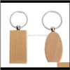 Fashion Aessories Drop Delivery 2021 40 Blank Wooden Chain Diy Wood Keychains Key Tags Gifts Yellow,20 Pcs Oval & 20 Rec80 Q2 12U30