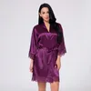 Sexy demoiselle d'honneur courte satin mariée robe dentelle kimono femmes mariage vêtements de nuit été femme peignoir lingerie vêtements maison femme 210419