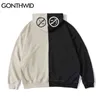 GONTHWID Hip Hop Zip Up Gothic Hoodie Jacke Mit Kapuze Sweatshirt Zwei Ton Punk Zipper Mantel Herren Harajuku Herbst Baumwolle 211110