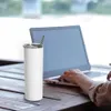 ABD Stock 20oz Sublimation Boş Tumbler Cups Paslanmaz Çelik Yalıtılmış Seyahat Ofis Kupaları Kapalı Kapaklı Saman Saman Su Kupası Parti Hediyeleri için Toptan 50 Cups/Kutu