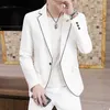 Roupa de Homem Branco para Festa de Casamento 2 Peças Rosa Slim Fit Smoking Noivo Ternos Elegantes Tendências 2021 Roupas Masculinas Corpo Magro Ternos X0909