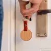 Porte-clés rond en bois, pendentif en cuir PU, porte-clés décoratif pour bagages, bricolage